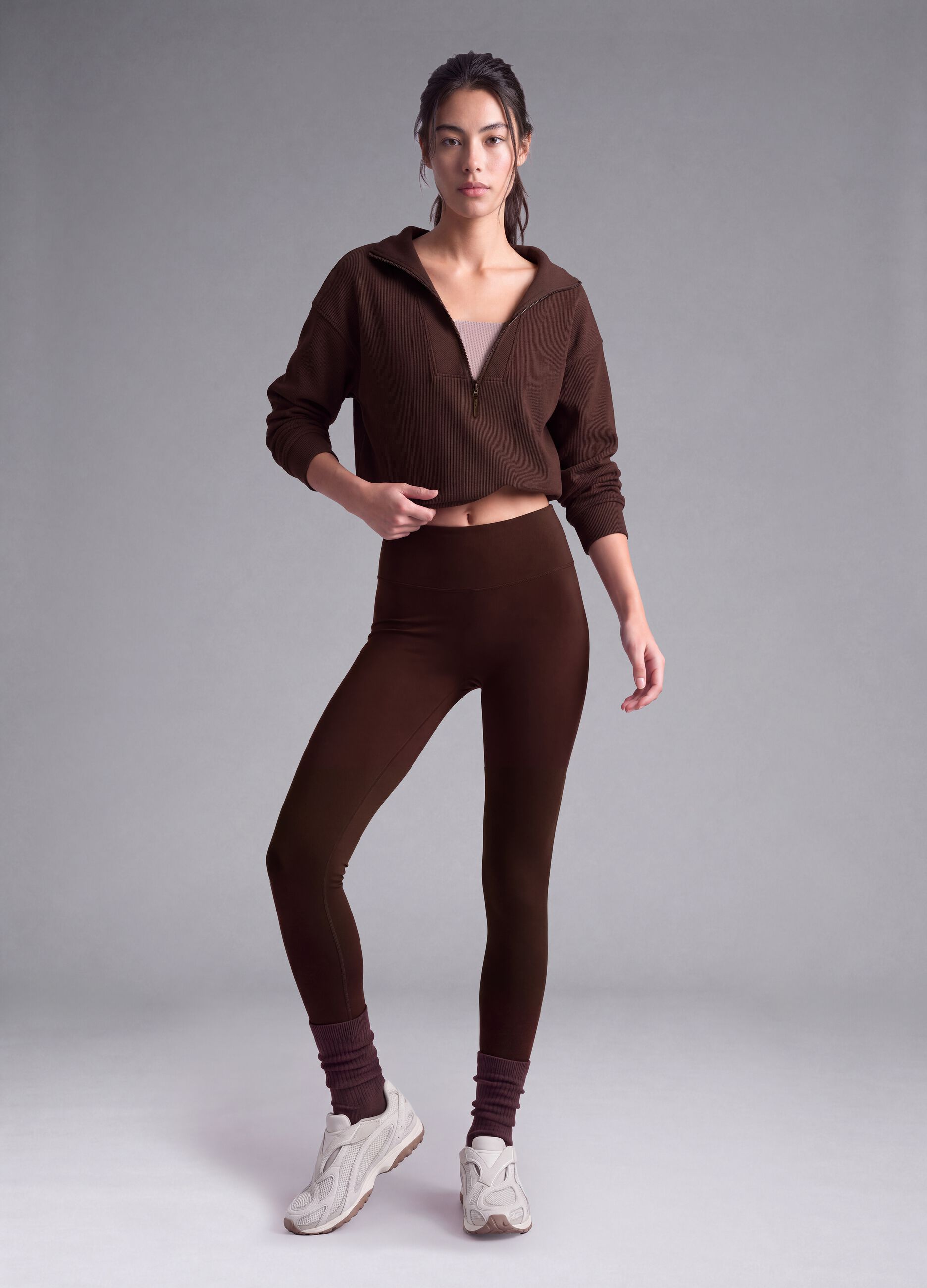 Brown high-waisted breathable stretch leggings ALTAVIA STUDIO