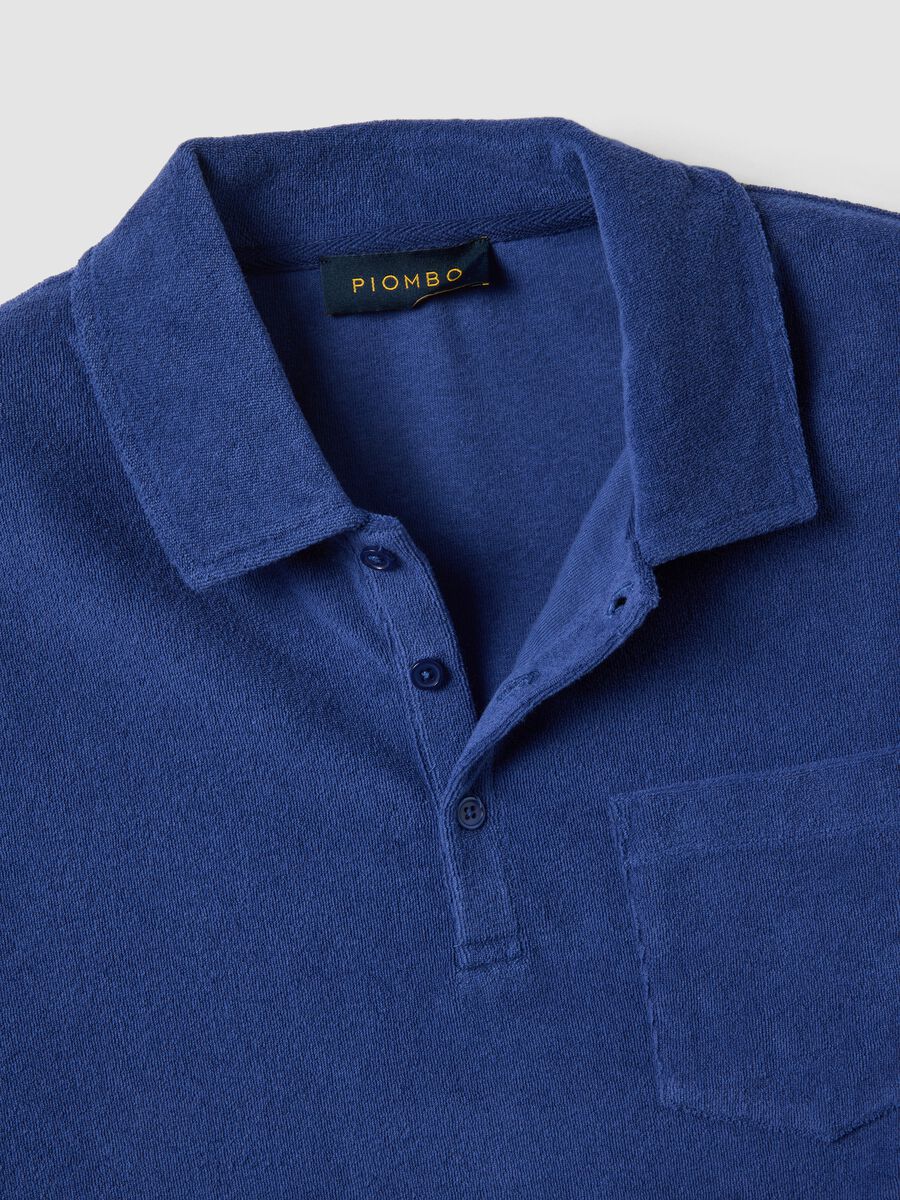 Blue short-sleeved cotton-blend polo shirt_5