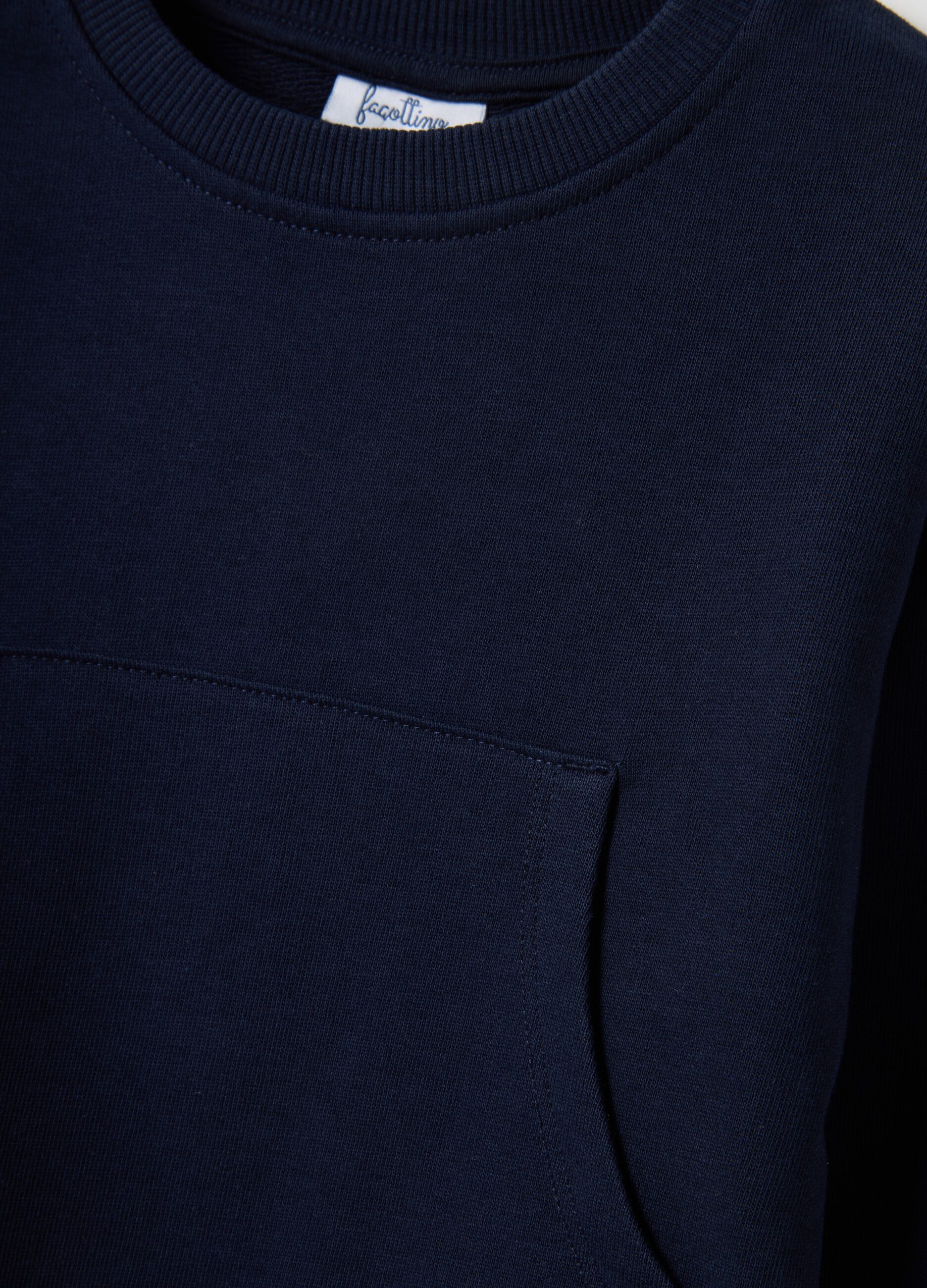 Blue pure cotton sweatshirt for baby, regular fit with pocket
