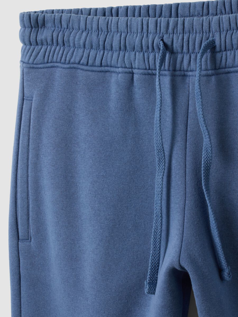 Blue cotton-blend joggers with logo_5