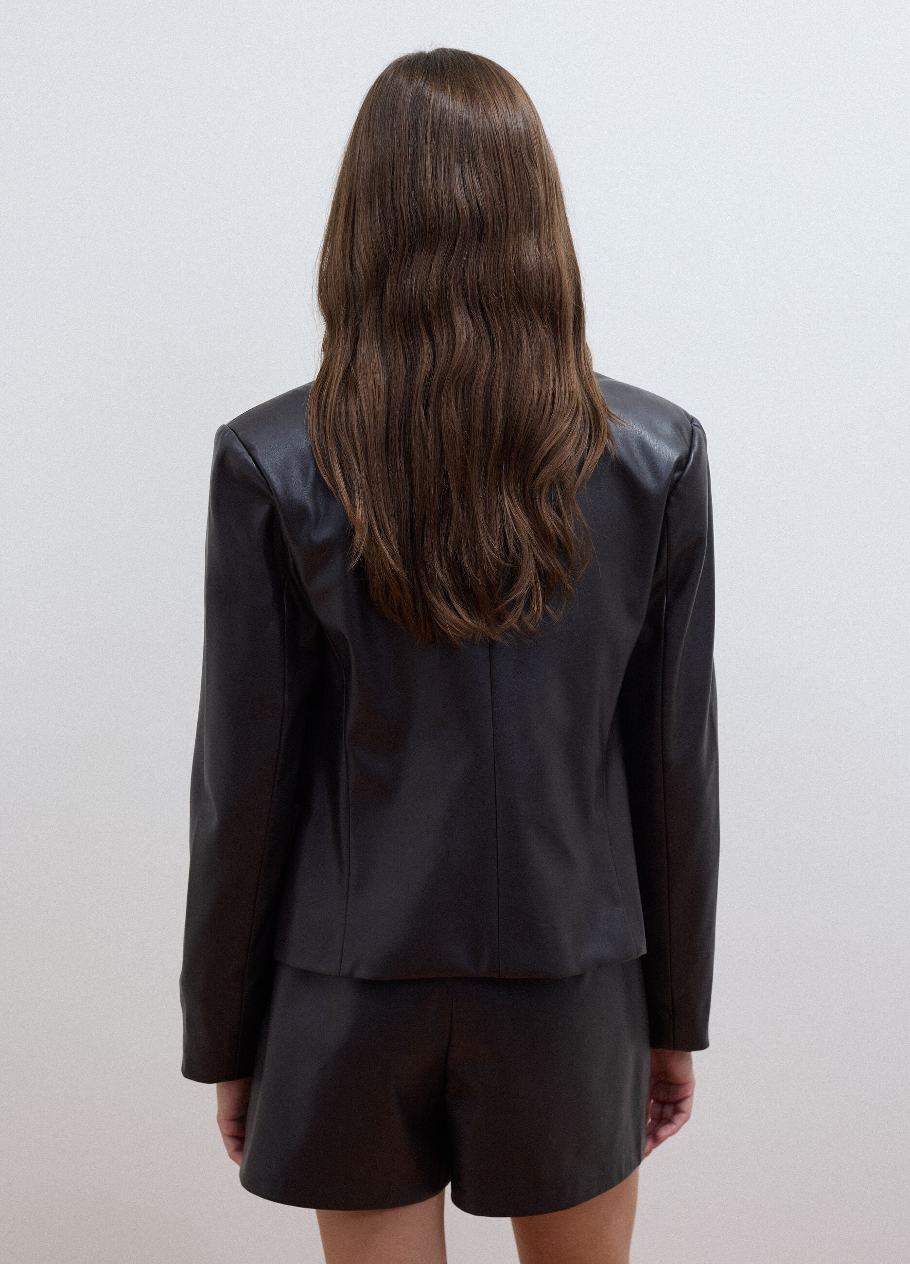 Black slim-fit blazer with classic lapels