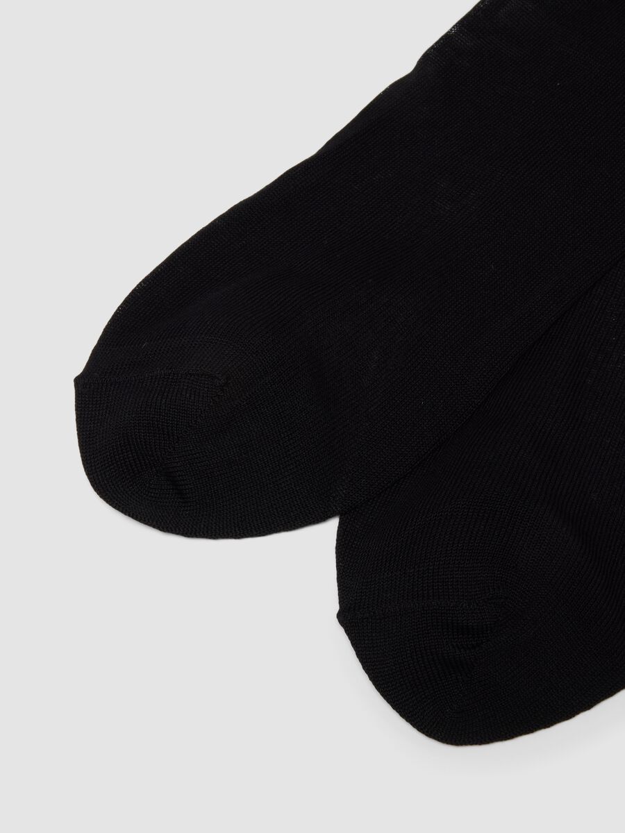 Three-pack of black long socks in pure cotton Fil d&rsquo;&Eacute;cosse_2