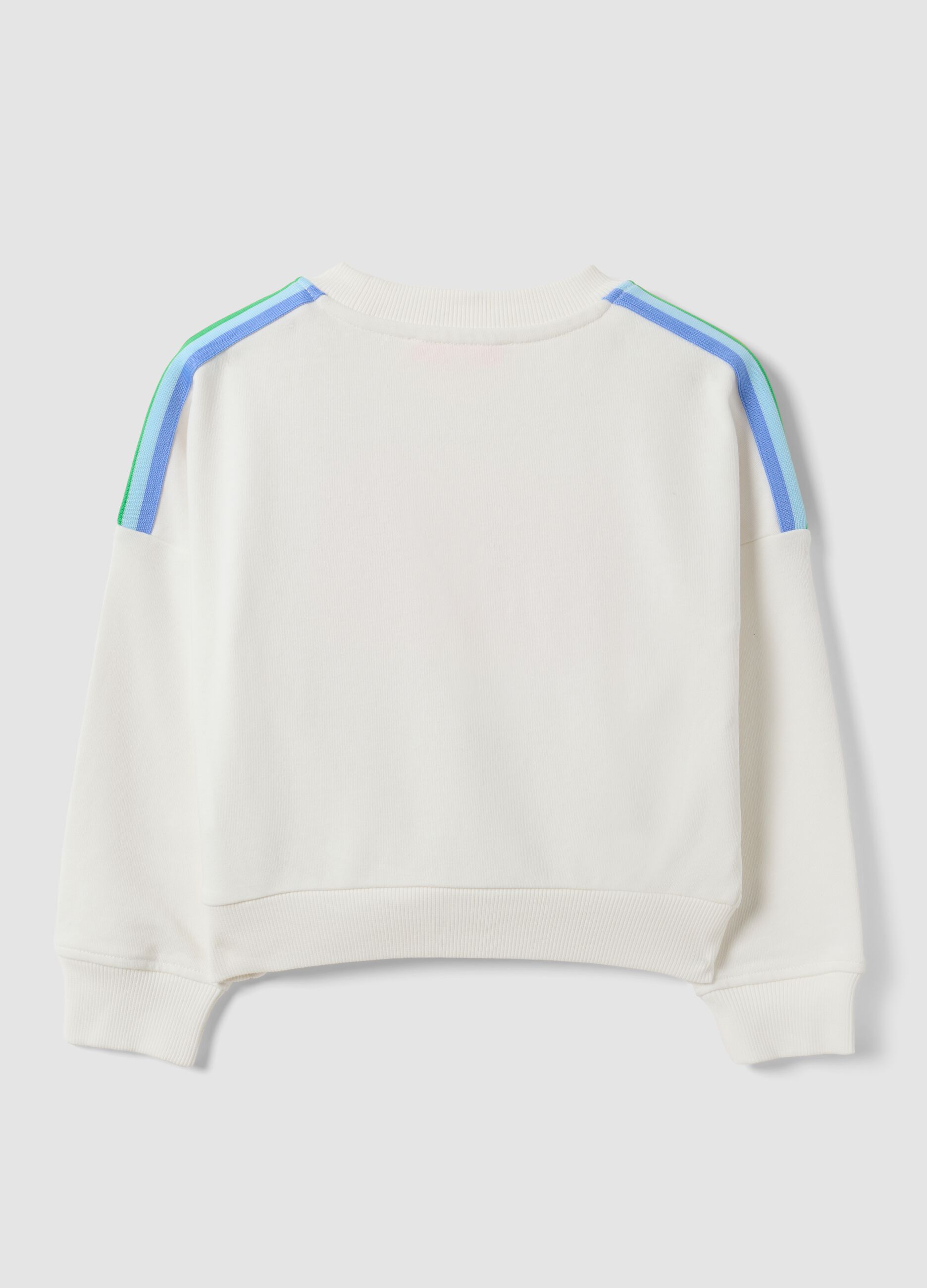 White cotton-blend sweatshirt with Love Therapy slogan for girls