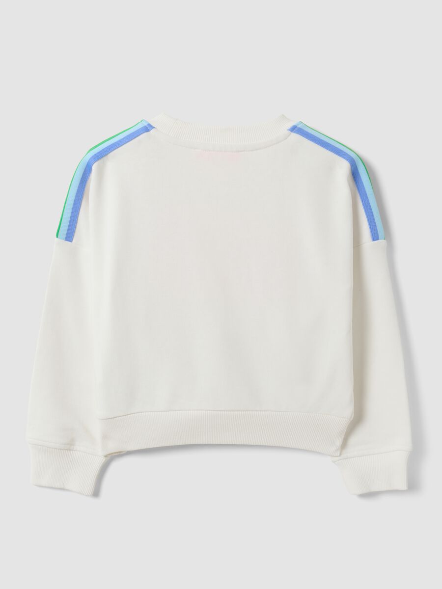 White cotton-blend sweatshirt with Love Therapy slogan for girls_1