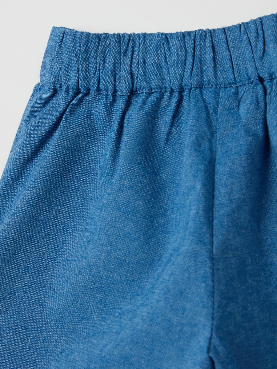 Shorts in cotone con ricamo floreale _3