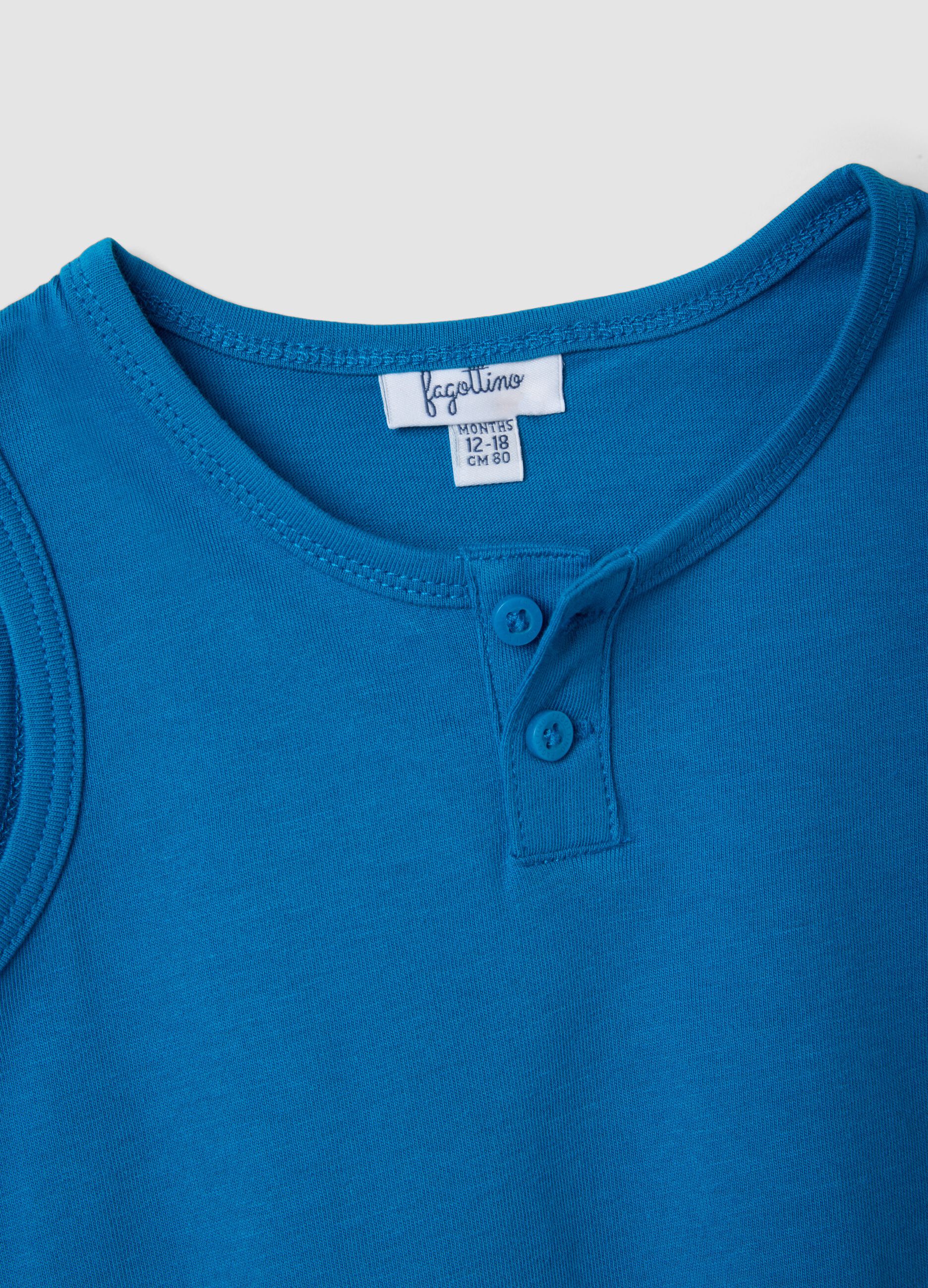 Blue pure cotton vest top