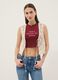 Beige regular-fit cotton-blend gilet with floral knit design_2