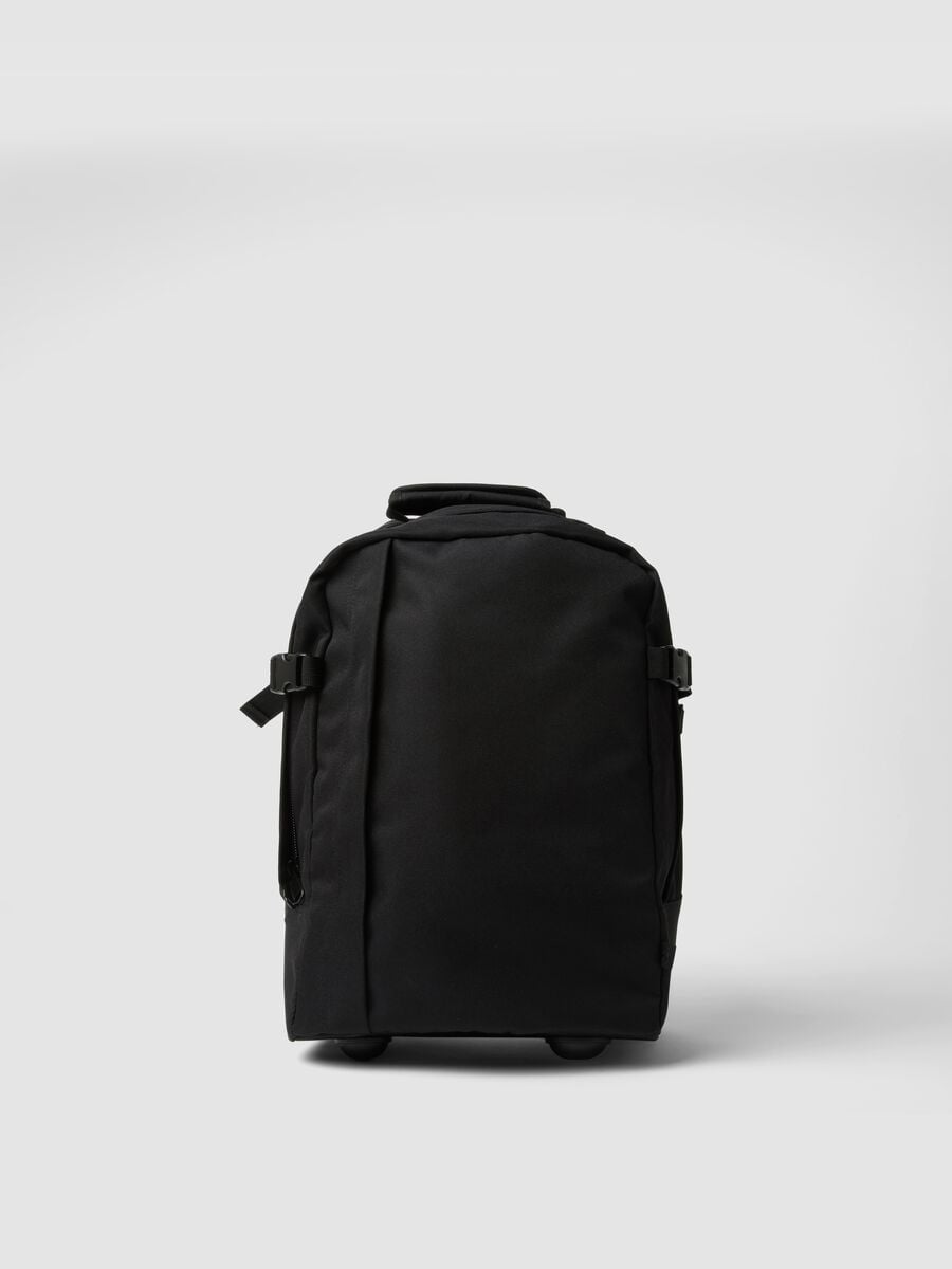 Black trolley bag with shoulder straps and telescopic handle_0