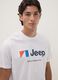 White pure cotton crew-neck T-shirt with Jeep print_2