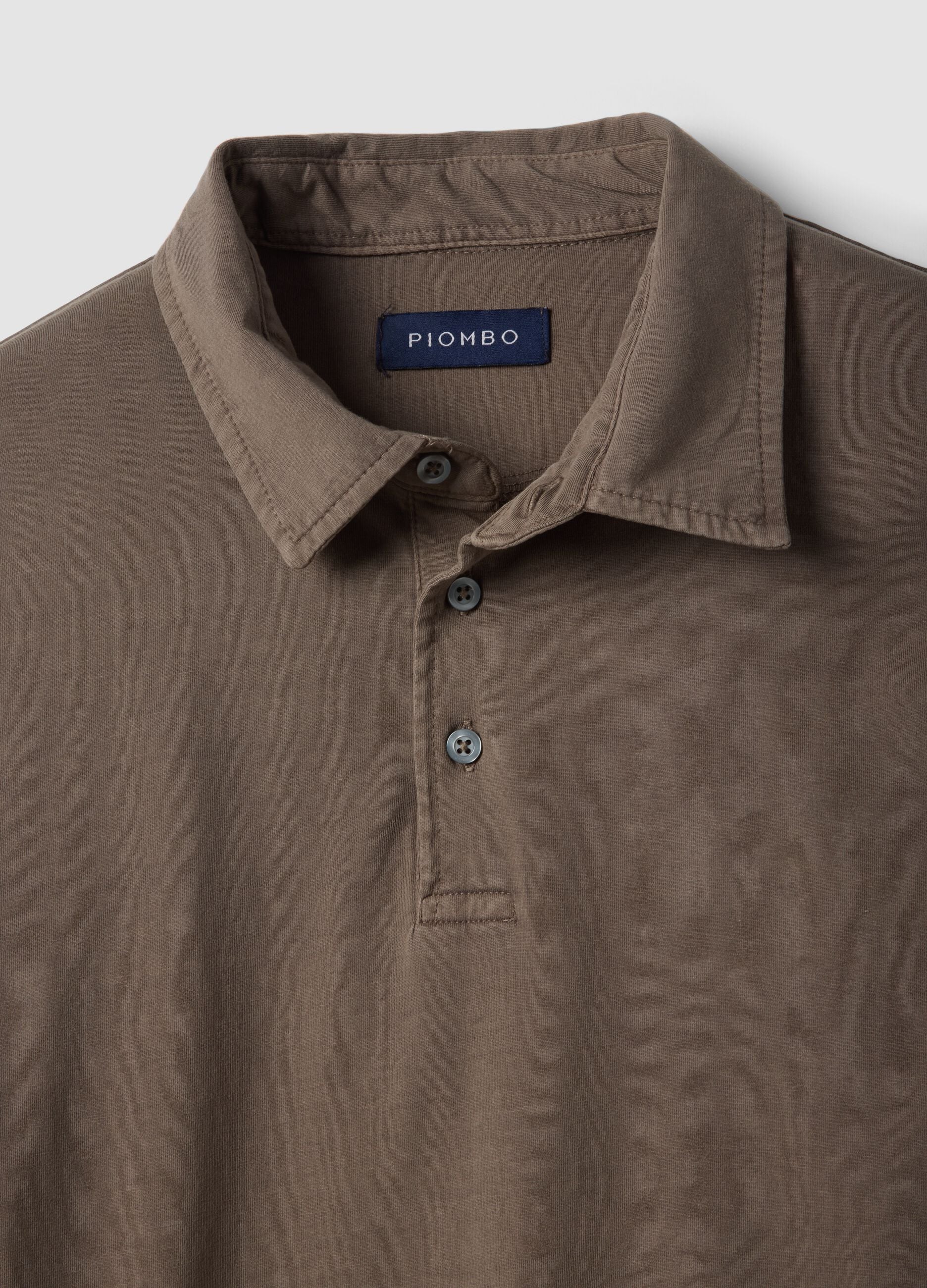 Brown short-sleeve polo in pure cotton, regular fit