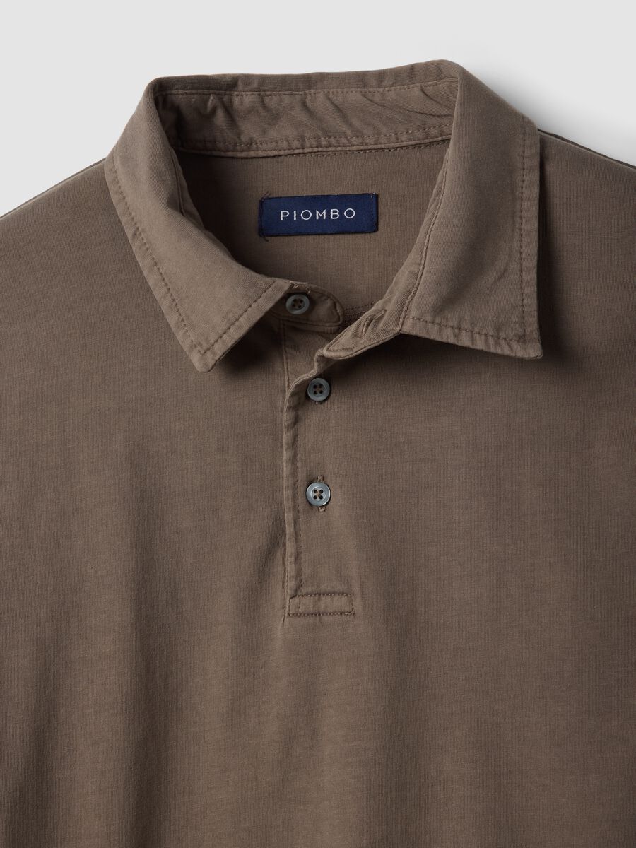 Brown short-sleeve polo in pure cotton, regular fit_5