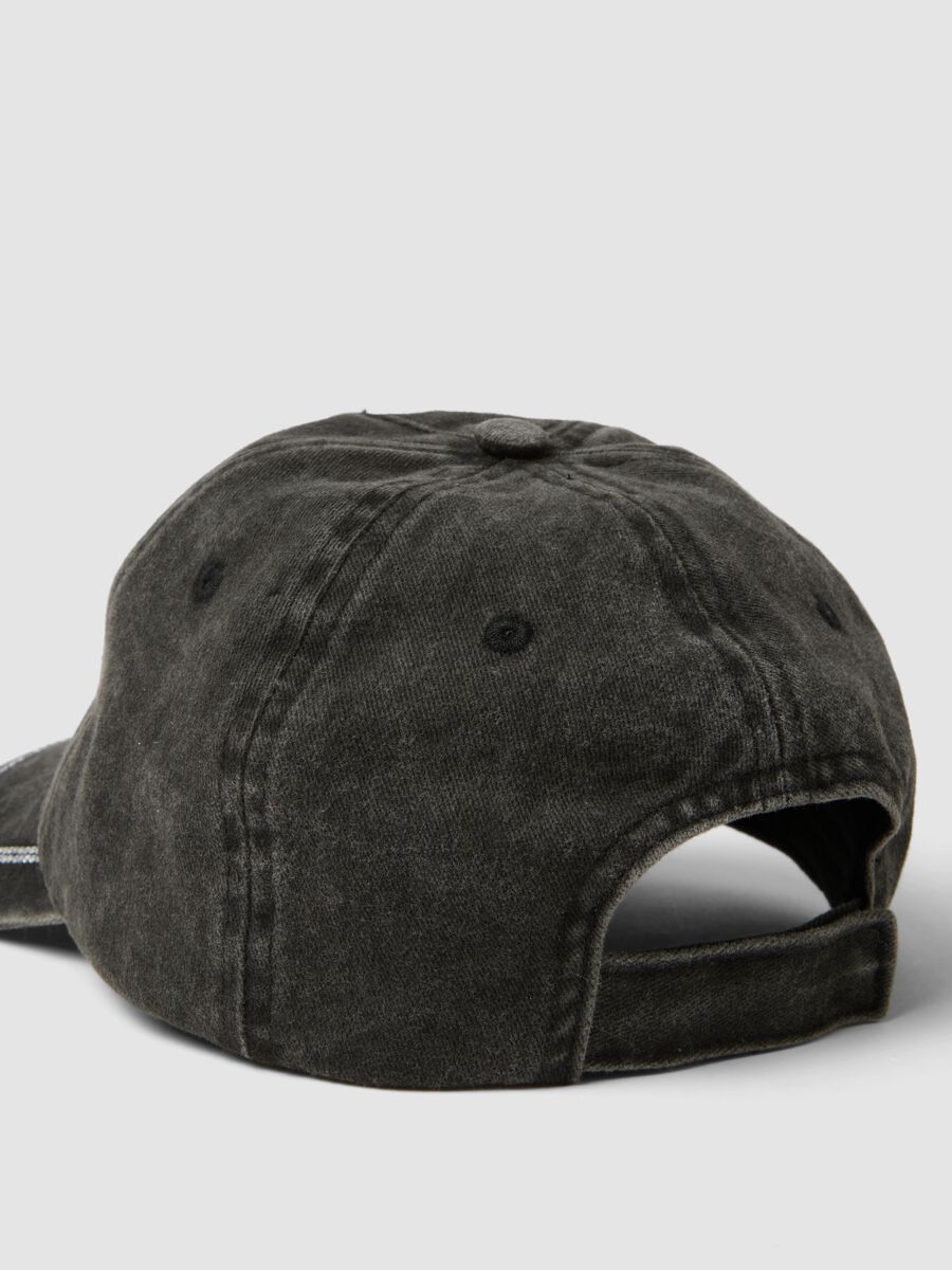 Cappello da baseball in puro cotone grigio da bambina con strass_2