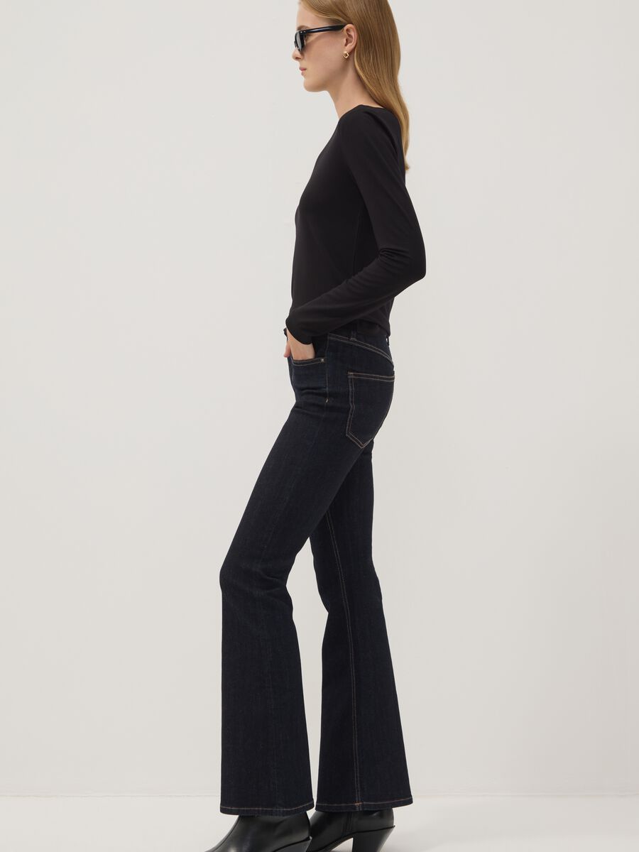 Blue flared stretch-cotton jeans_0