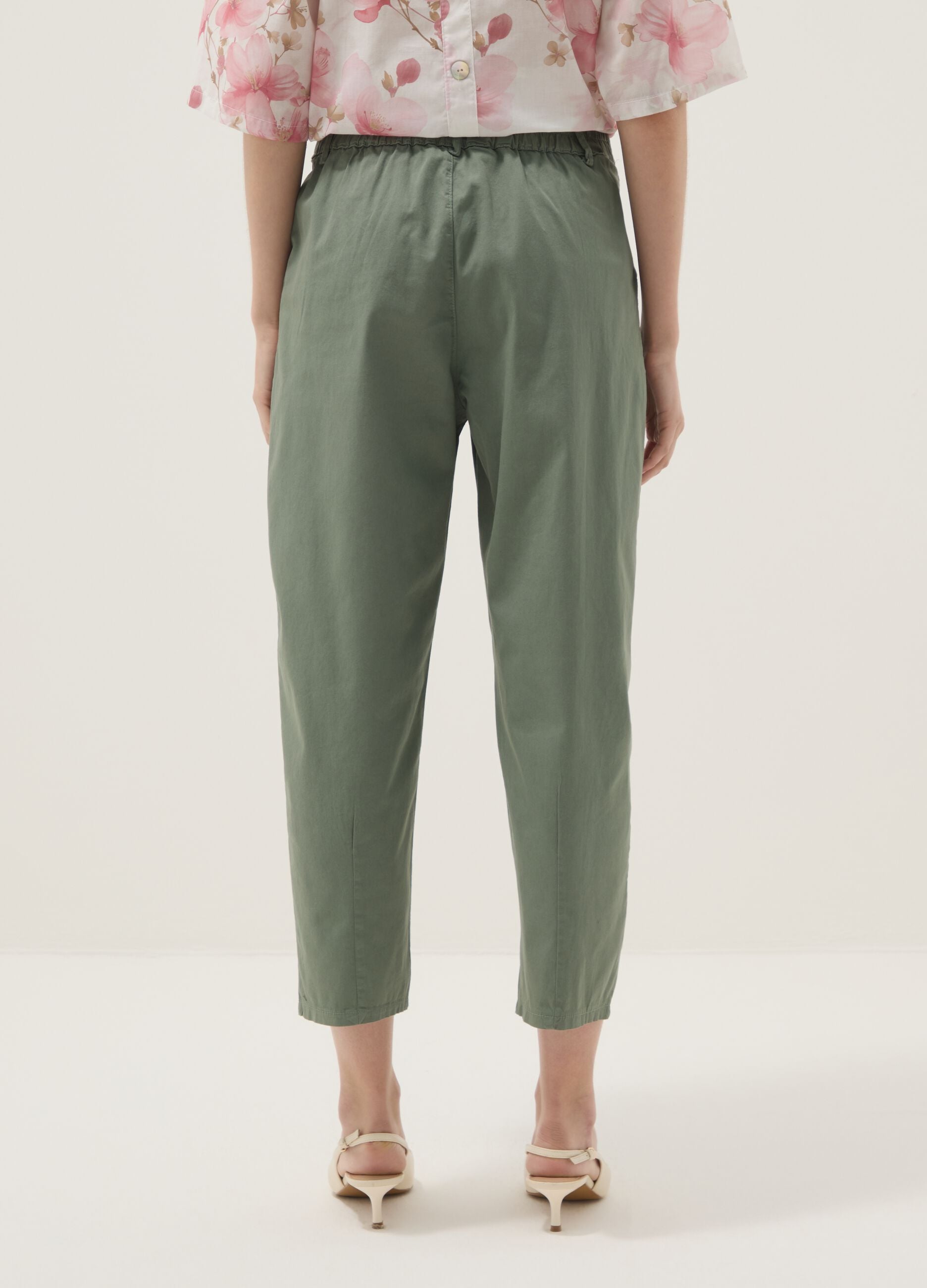 Green stretch-cotton chino trousers