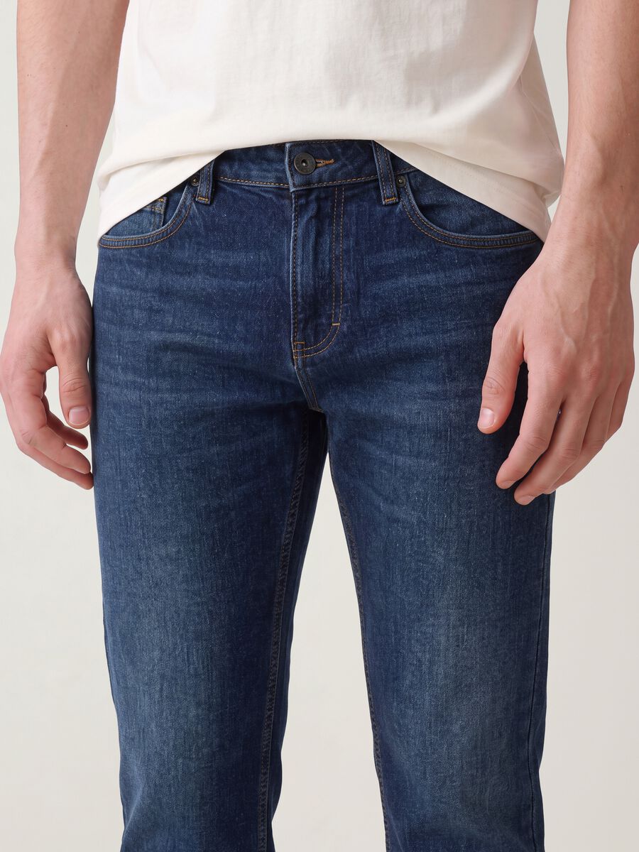 Regular fit denim jeans in pure cotton_3