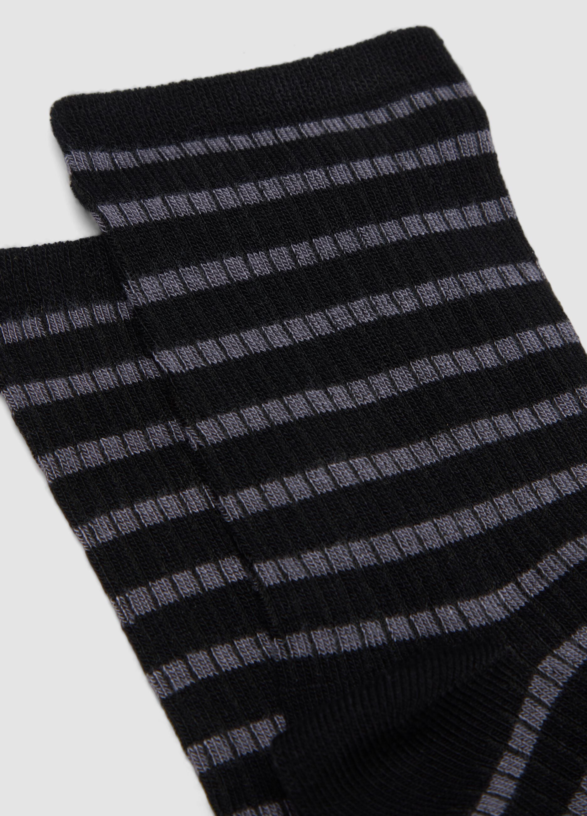 Black striped stretch-fabric socks
