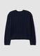 Blue wool-blend cable-knit crew-neck jumper with oversized fit_0