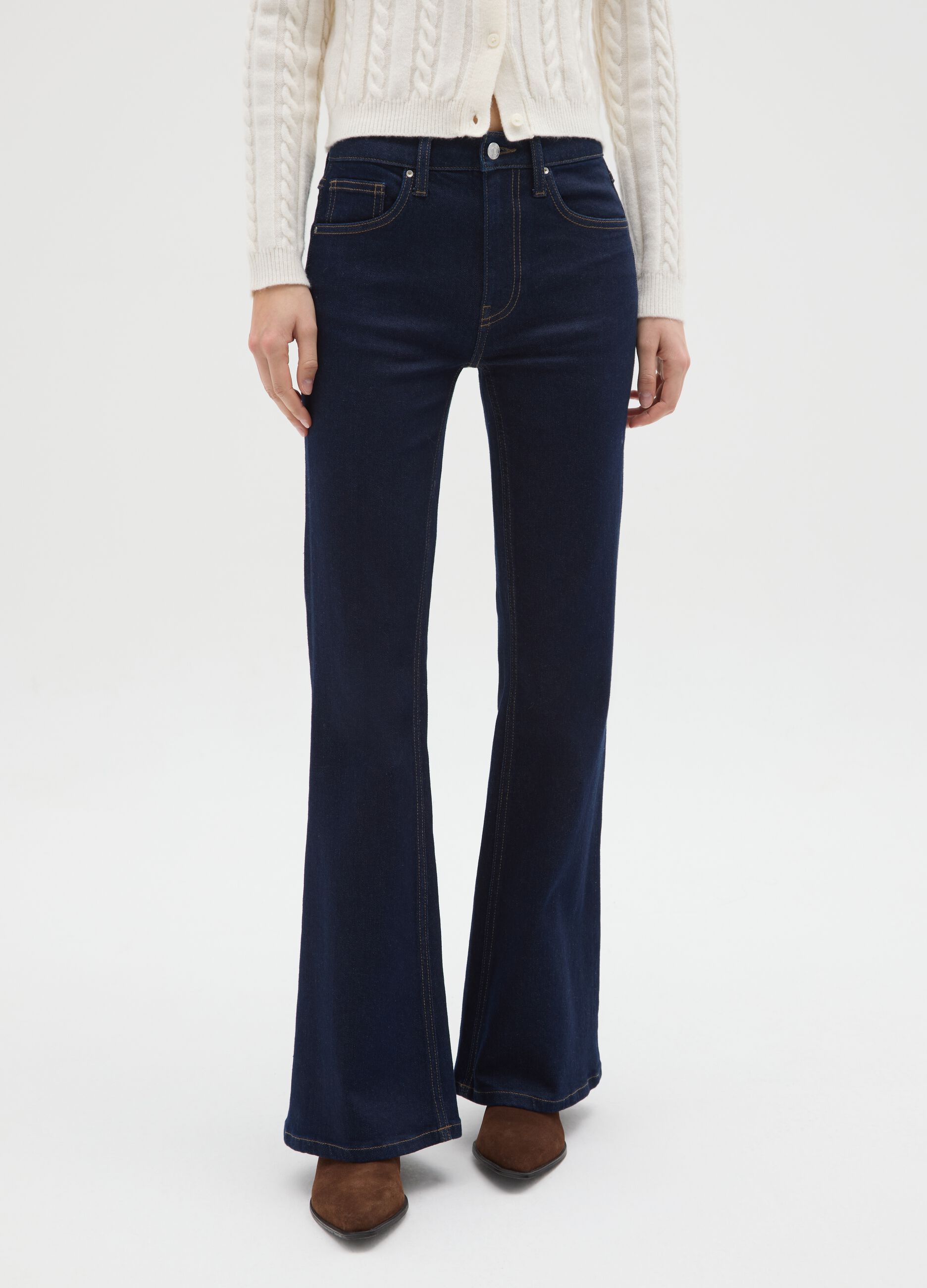 Blue Flare Jeans in Stretch Denim Cotton