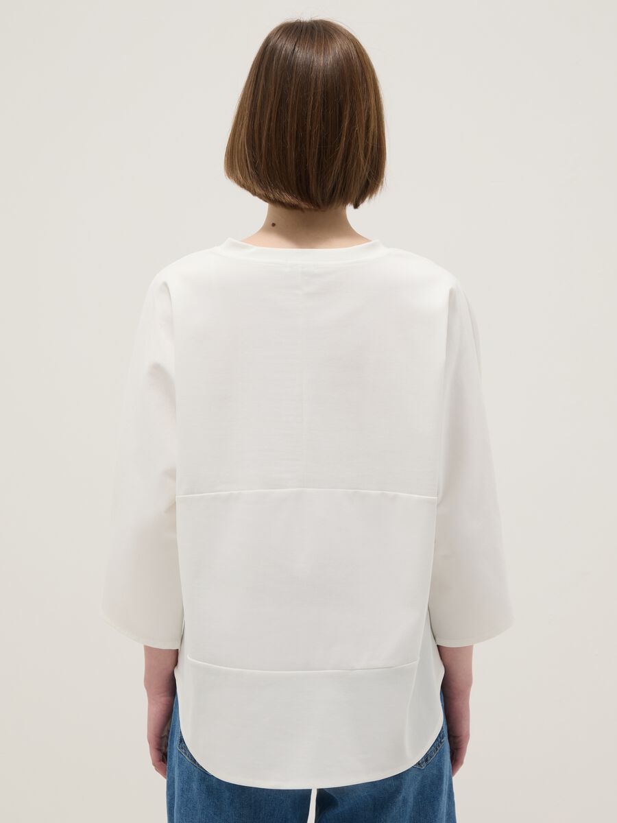 White regular fit stretch cotton-blend T-shirt_2