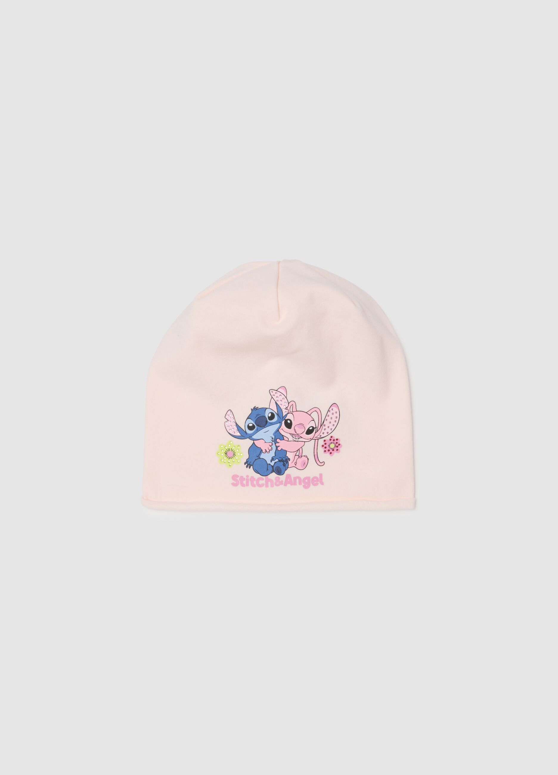 Multicolor stretchy cotton girl's cap with print
