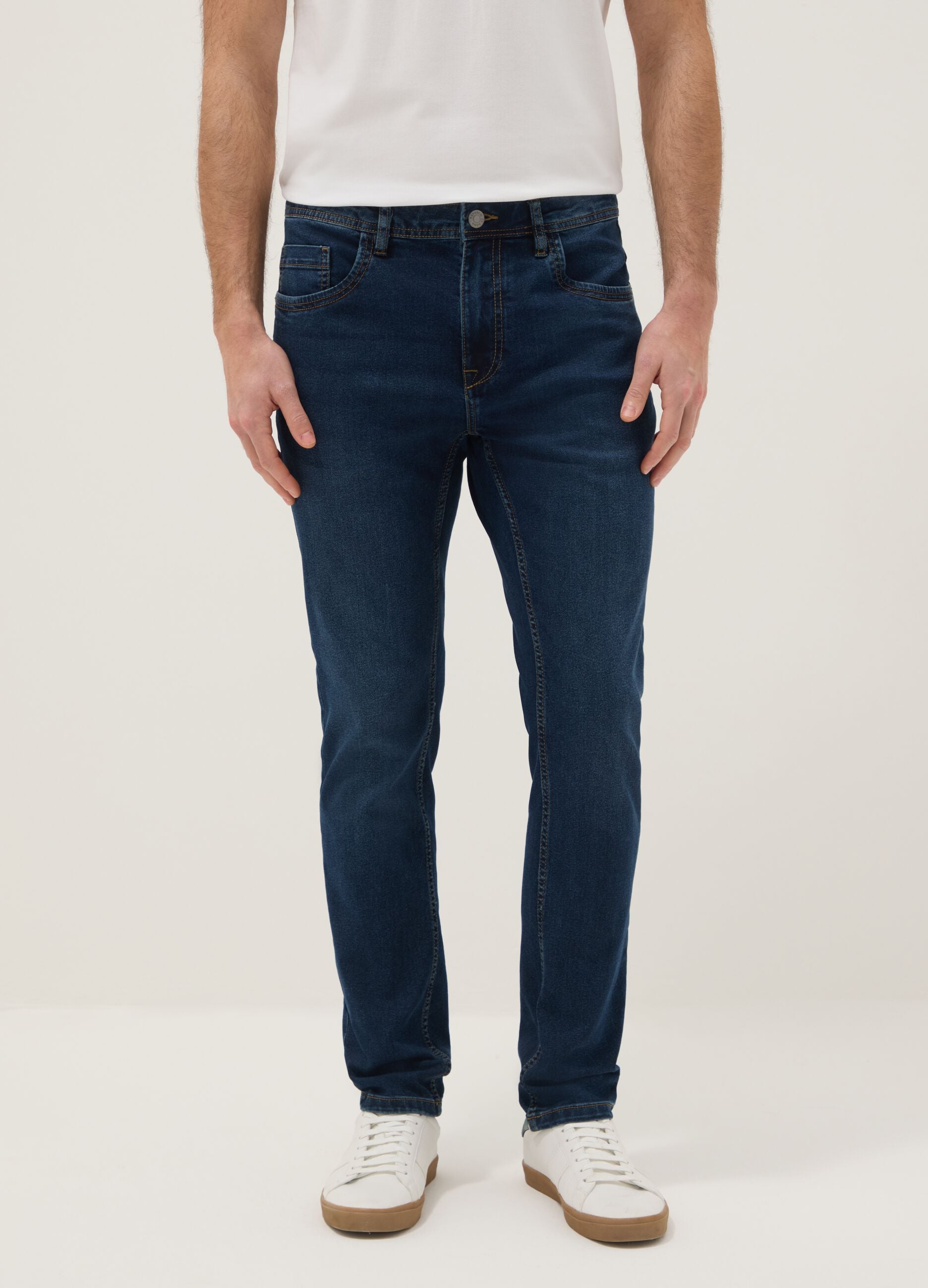 Blue Super Skinny Cotton Blend Jeans