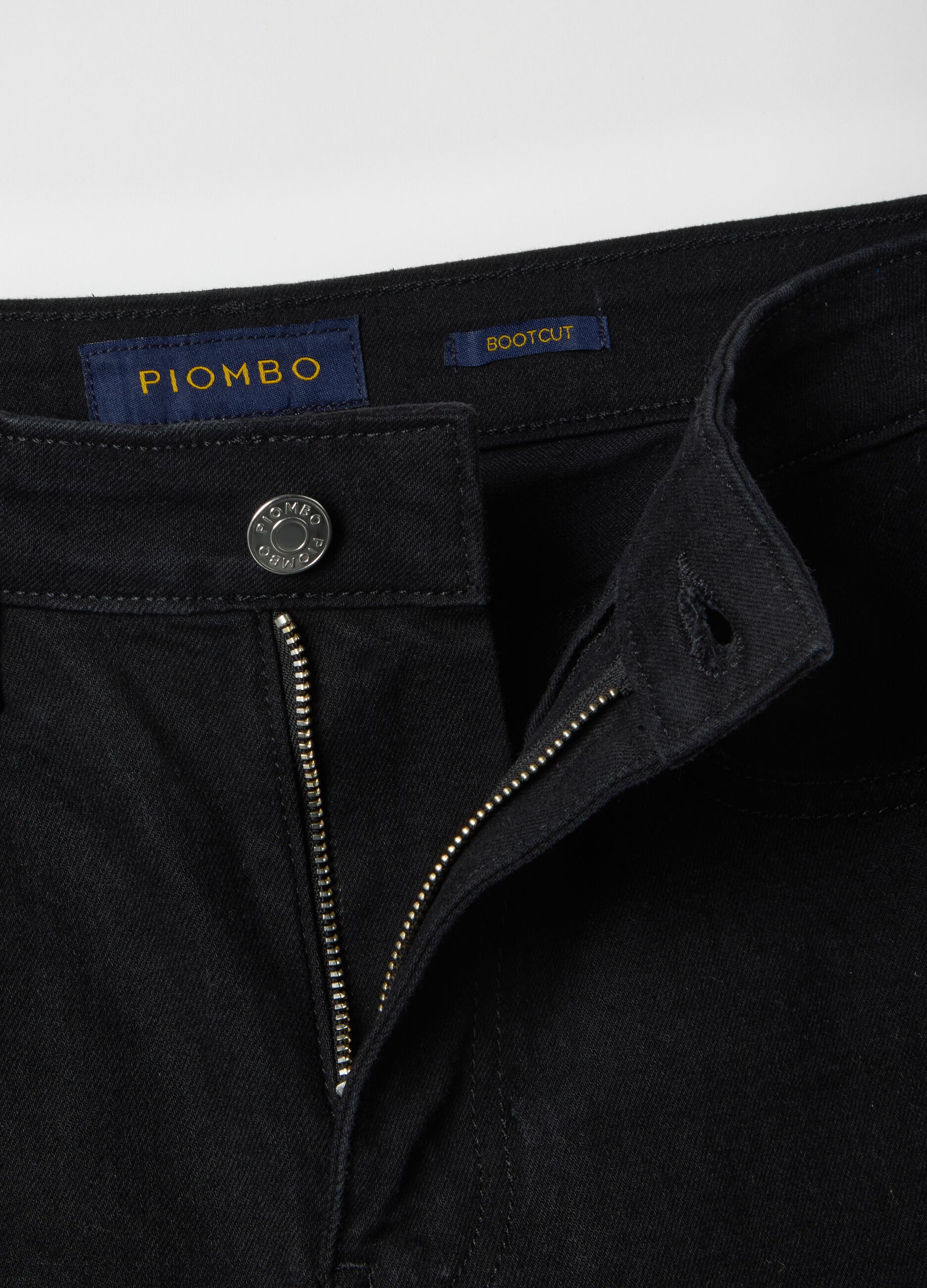 Black stretch cotton bootcut jeans