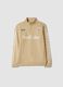 Beige cotton half-zip sweatshirt, relaxed fit_0