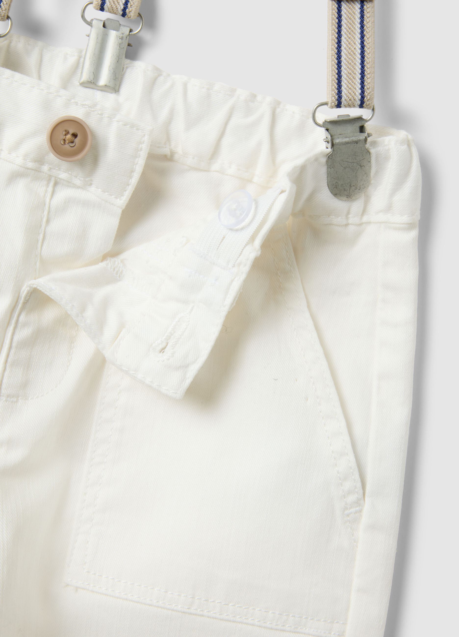 White stretch cotton regular fit trousers for boys