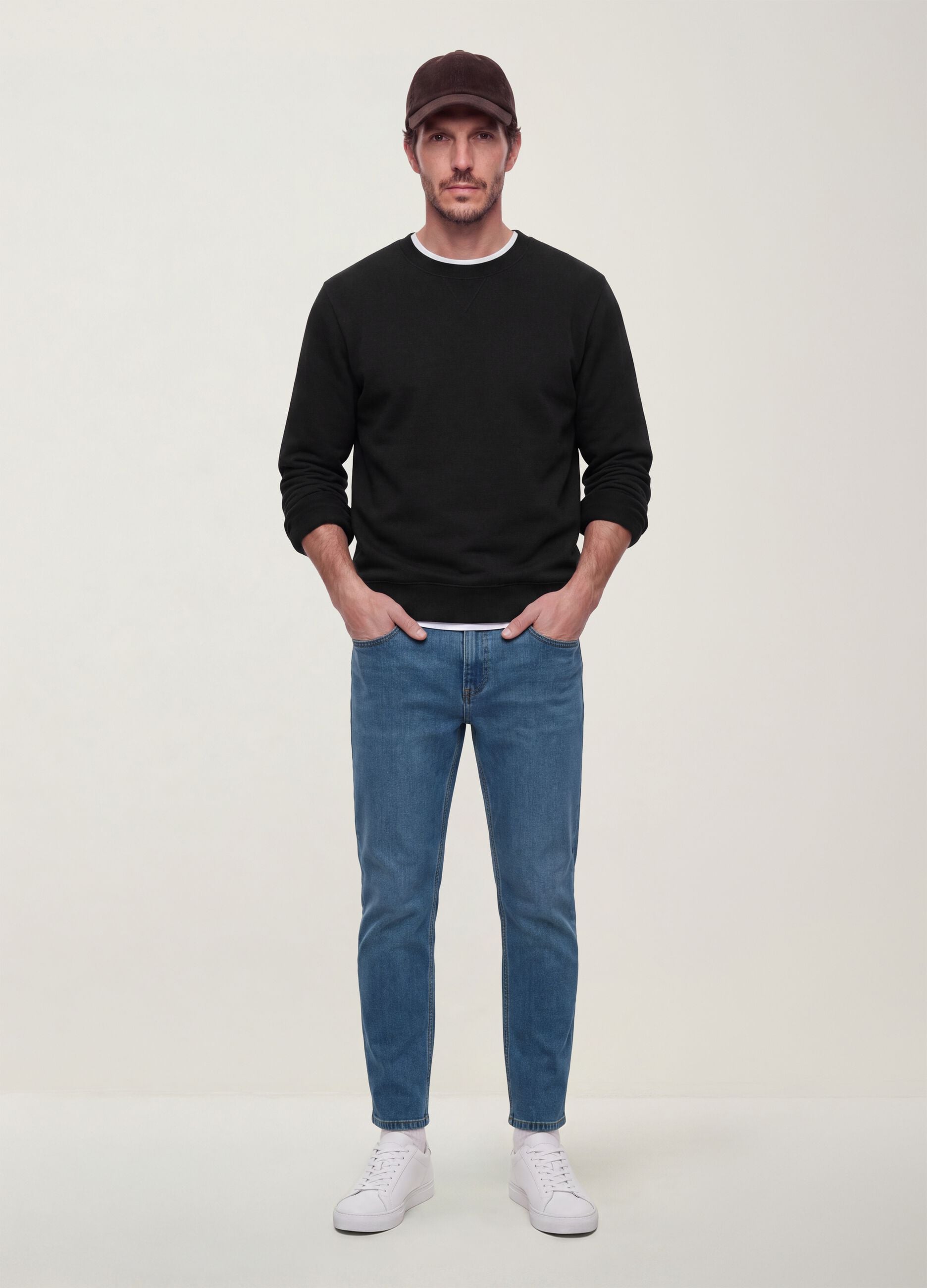 Light blue slim-fit cotton and viscose blend jeans