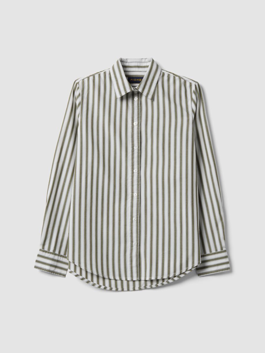 White poplin shirt with green stripes, regular fit_4