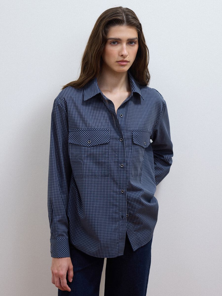 Blue checked regular-fit cotton and lyocell blend shirt_2
