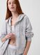 Regular fit grey cotton blend hoodie with zip_2