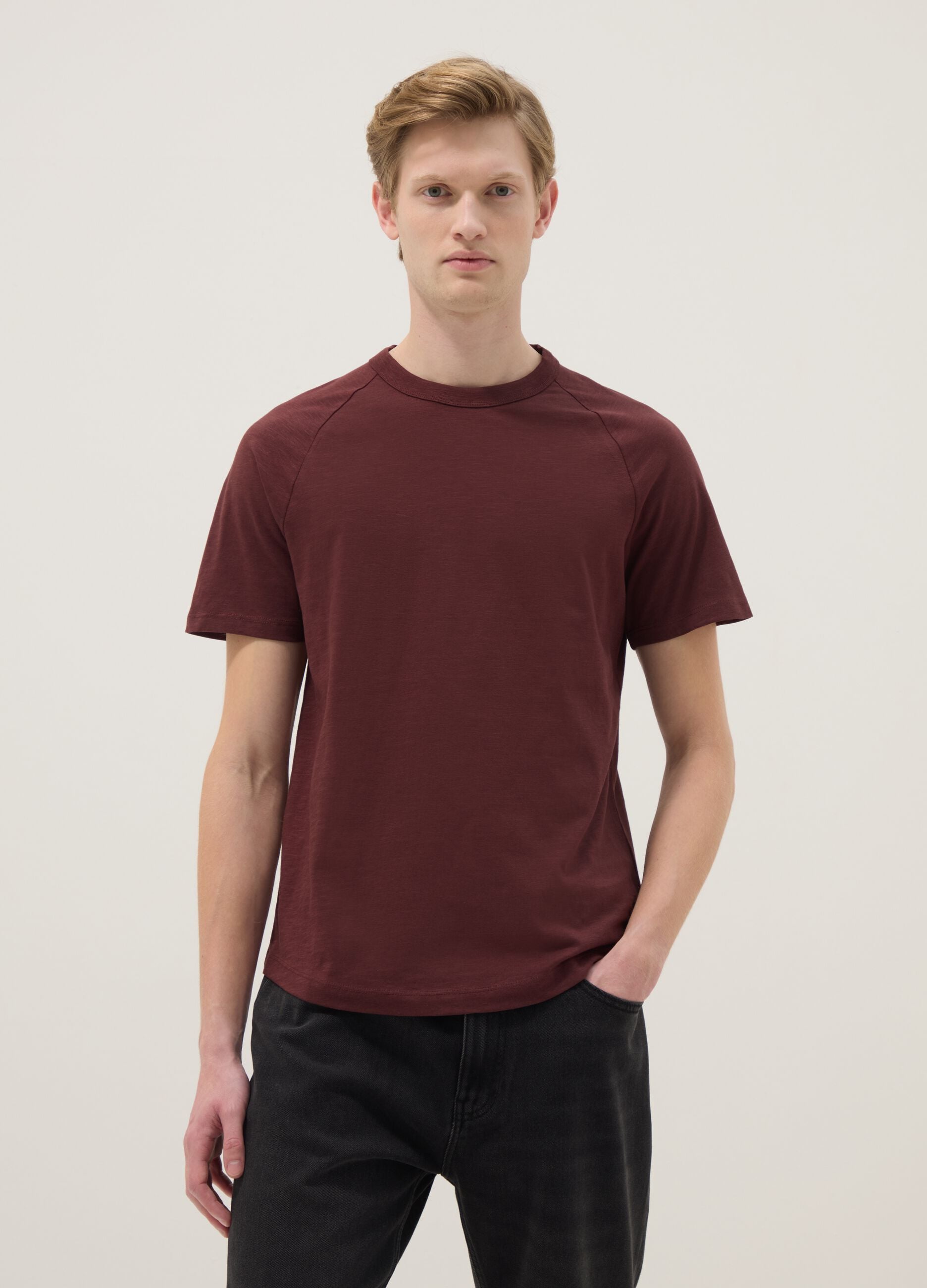 Red pure cotton regular fit T-shirt