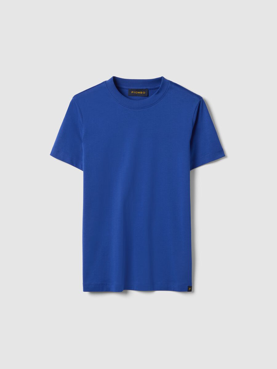 Regular fit blue crew neck cotton T-shirt_4