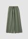 Green pure linen trousers with drawstring_4