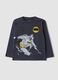 Blue pure cotton Batman print oversized T-shirt_0