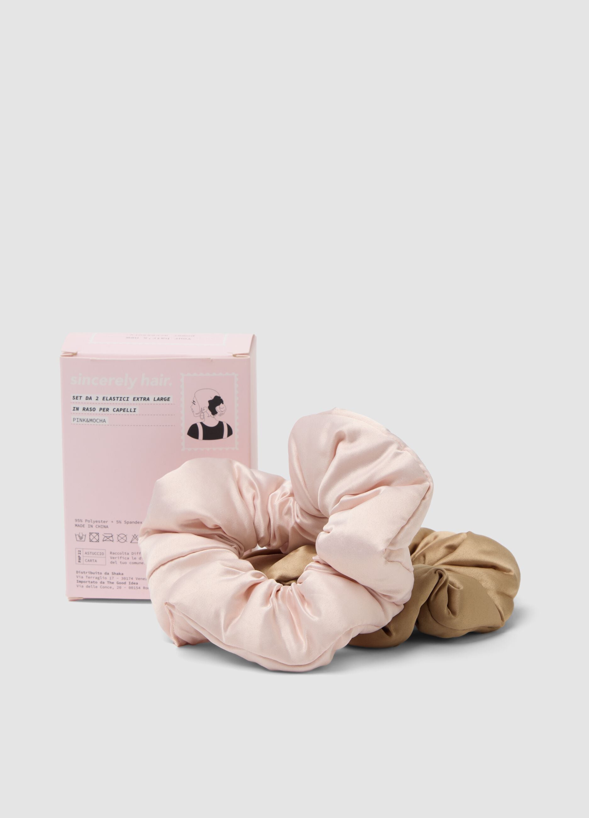 SINCERELY HAIR Feather-soft hair ties 2-piece XL Pink & Mocha