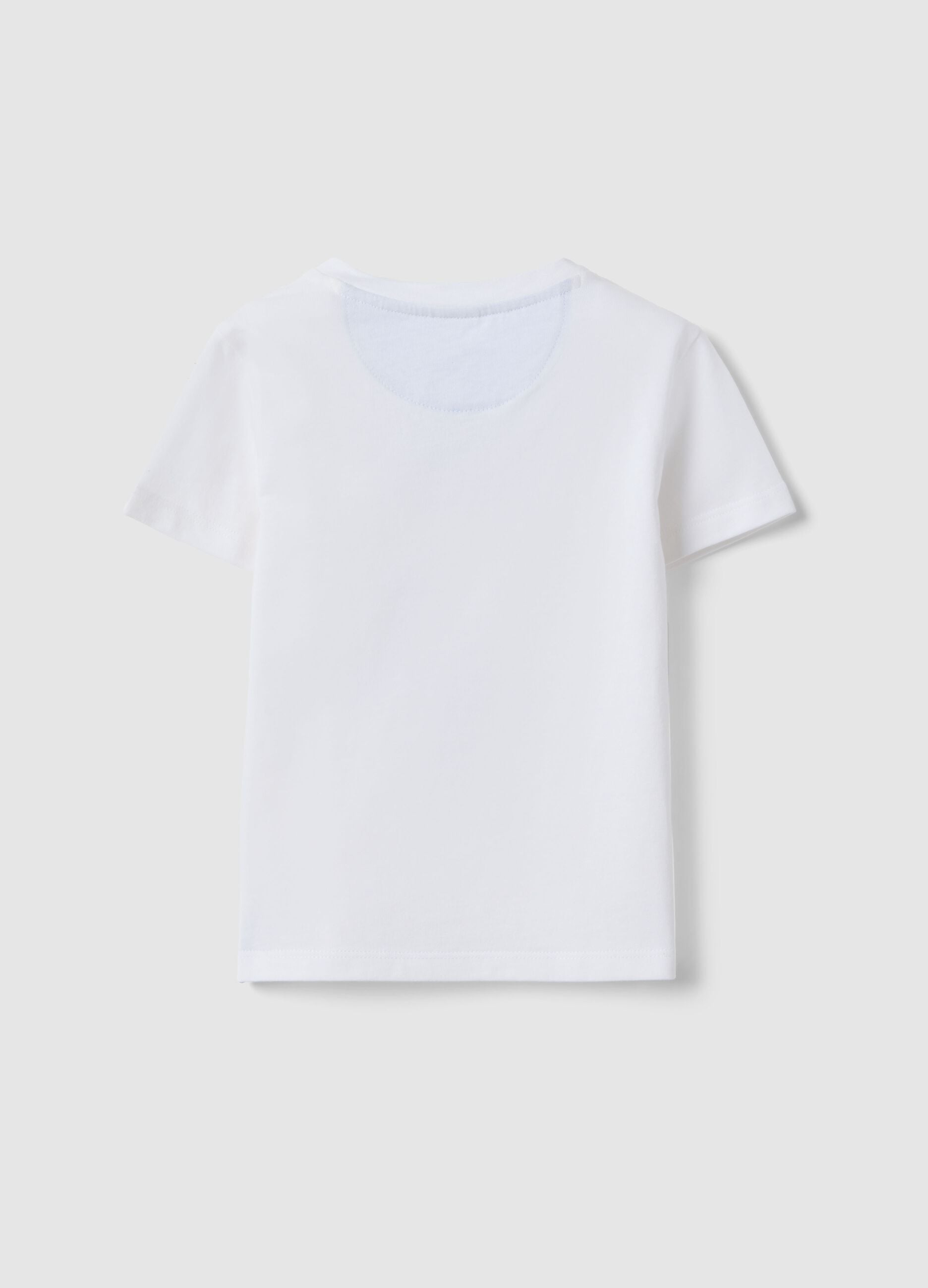 White pure cotton T-shirt for kids, regular fit with Mickey Mouse
