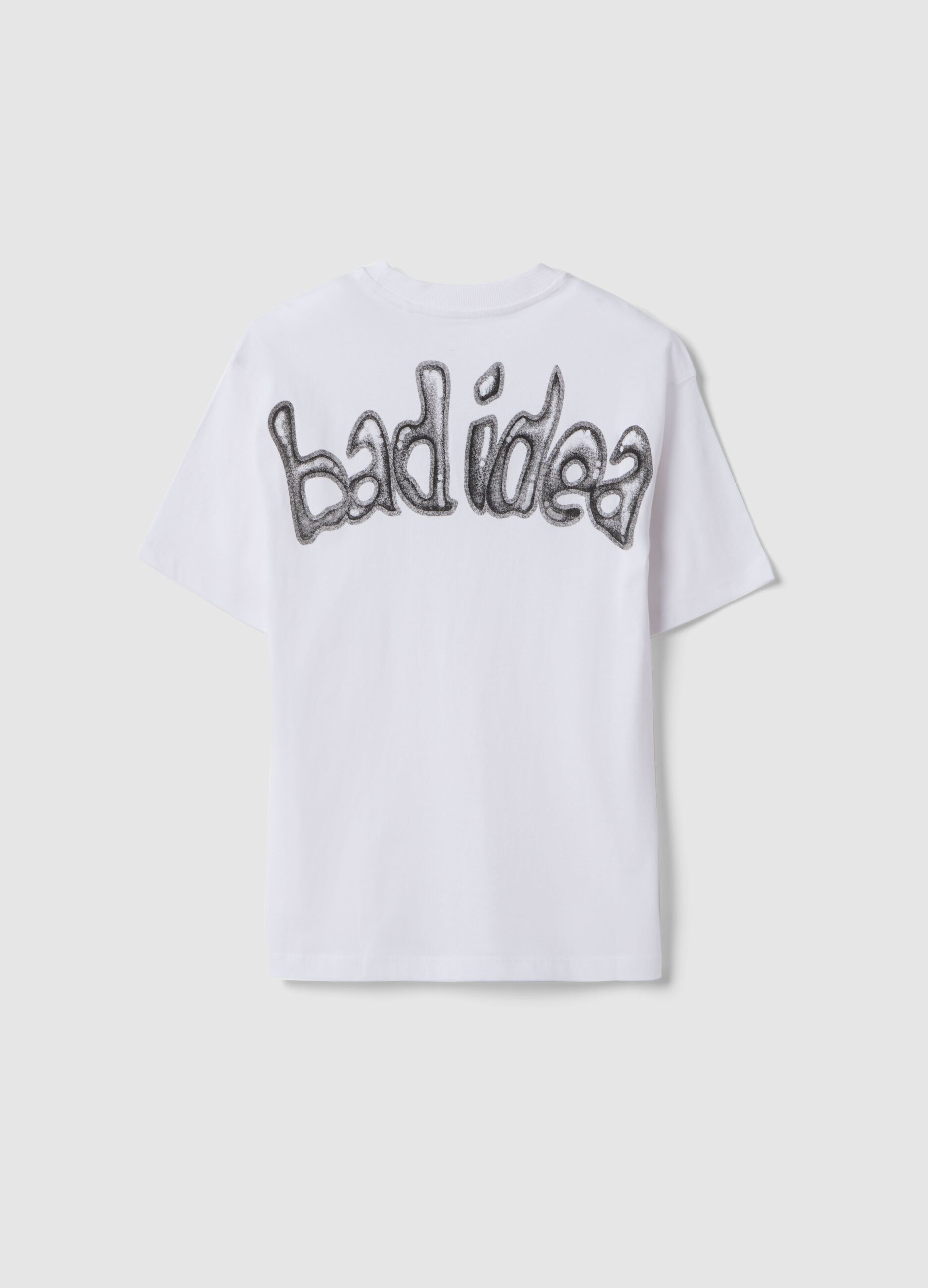 T-shirt in puro cotone bianco da ragazzo oversize fit con stampa