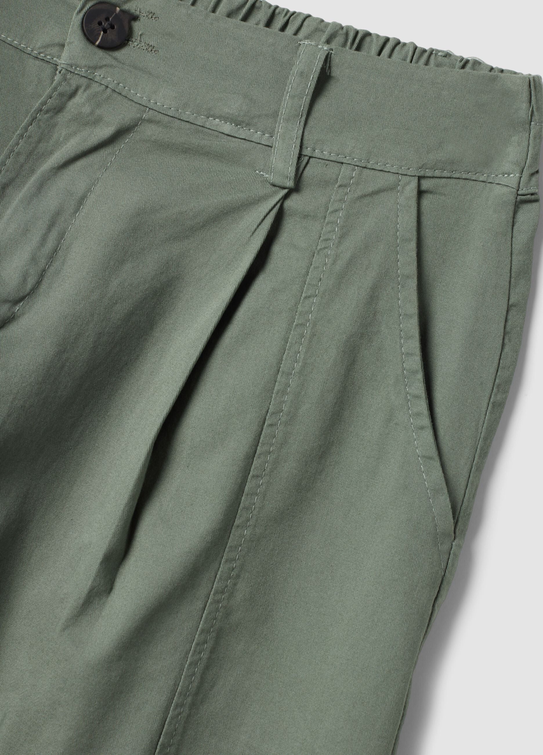 Green stretch-cotton chino trousers