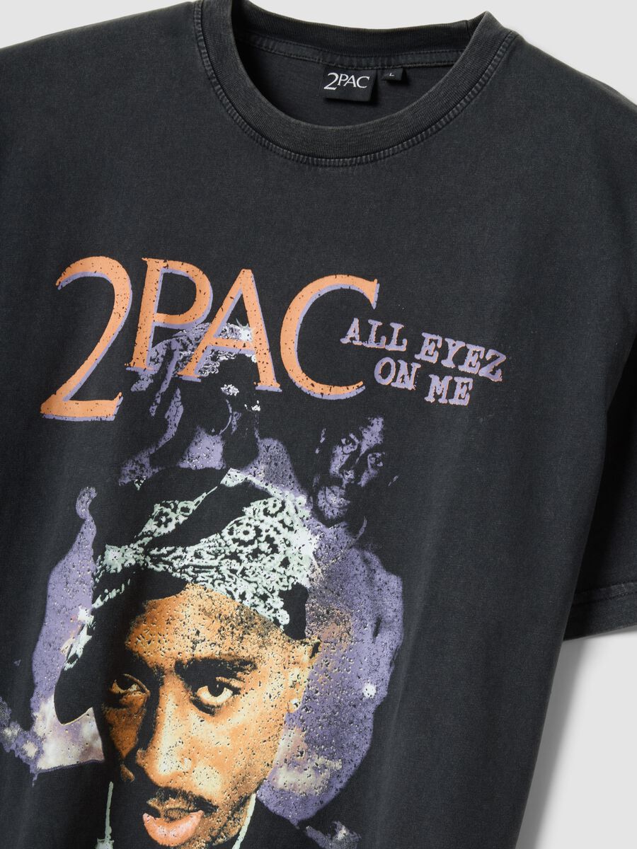 Black 2Pac print T-shirt in pure cotton, relaxed fit_5