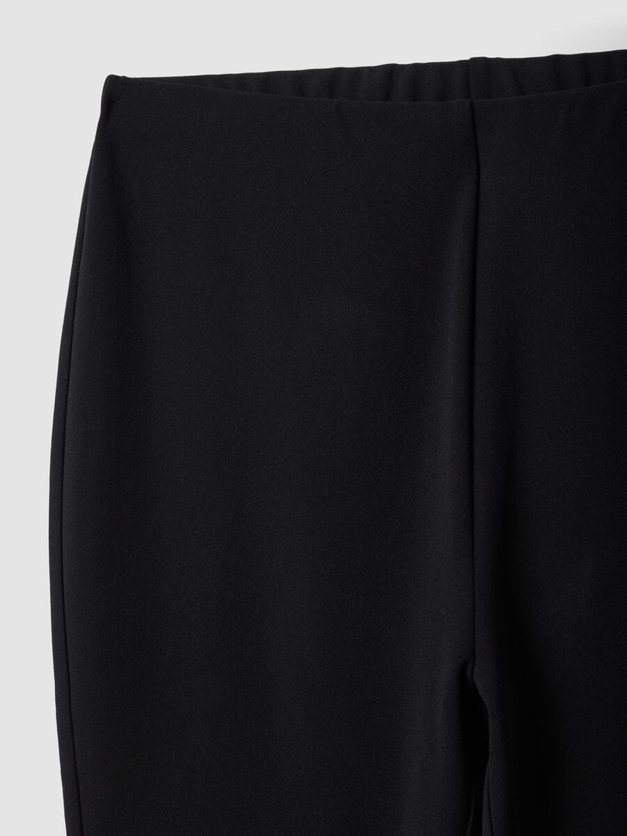 Black flared leggings in stretch fabric_1