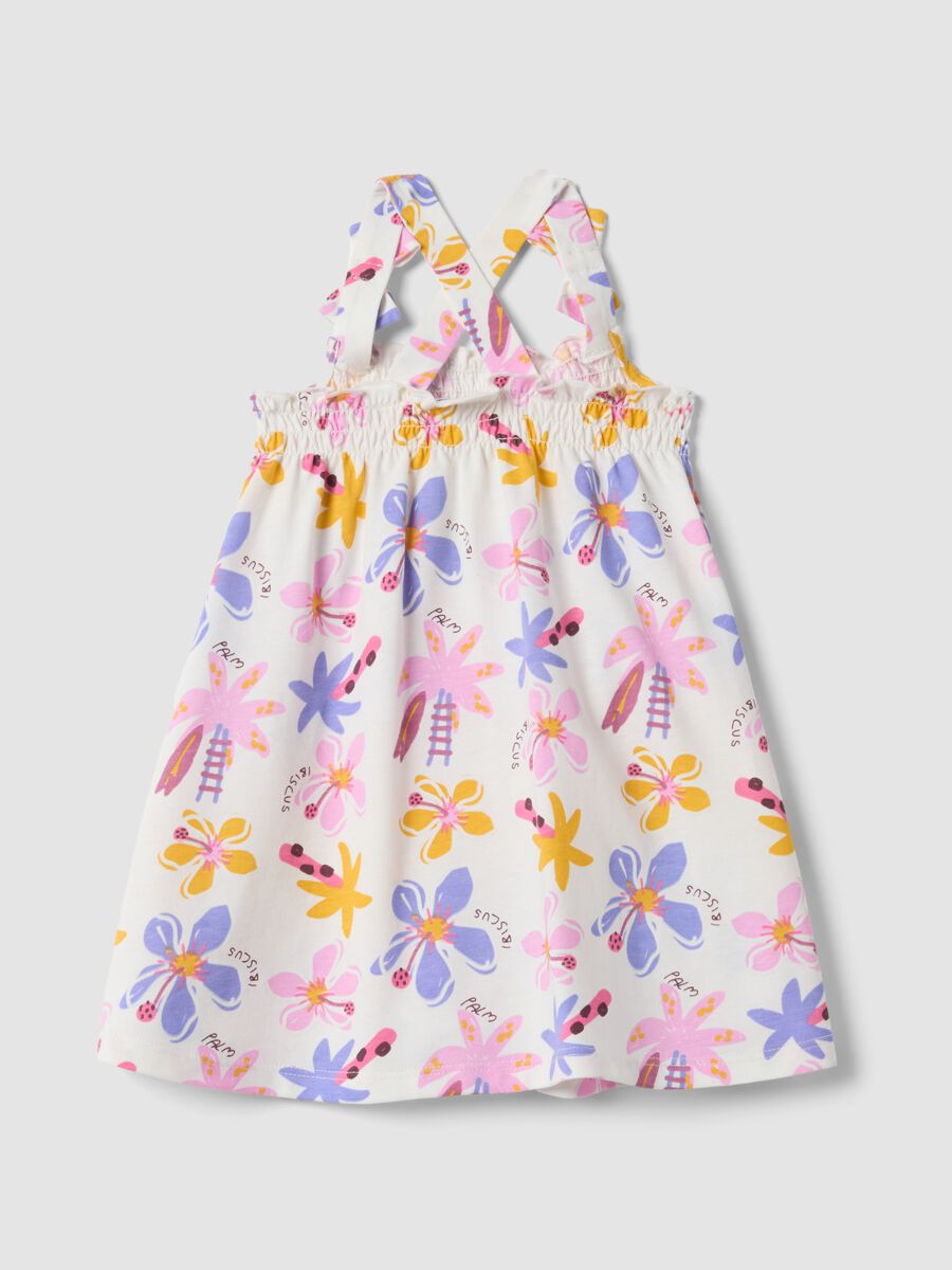 White pure cotton dress with floral print for baby girl_1