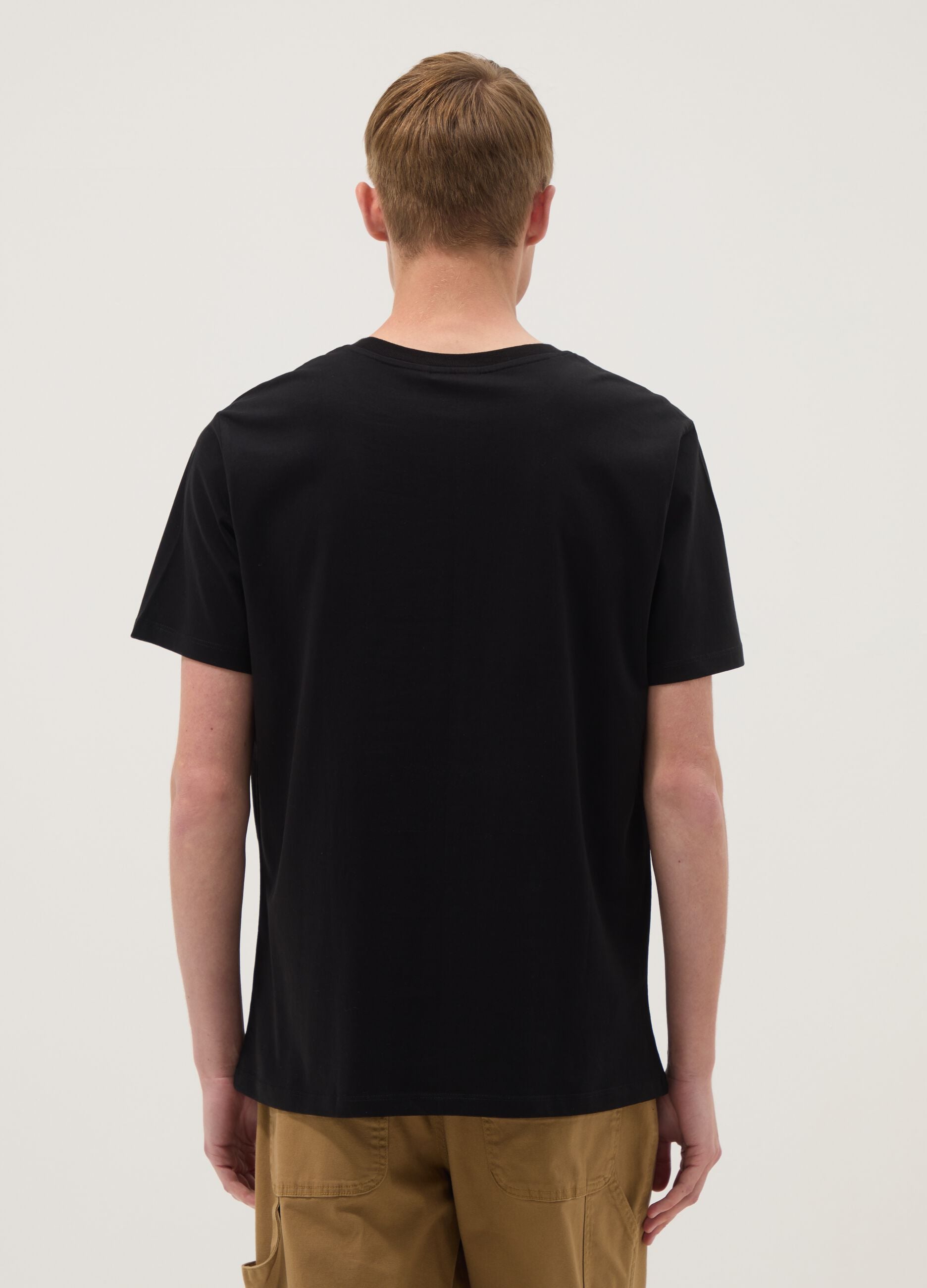 Black pure cotton T-shirt with graphic print