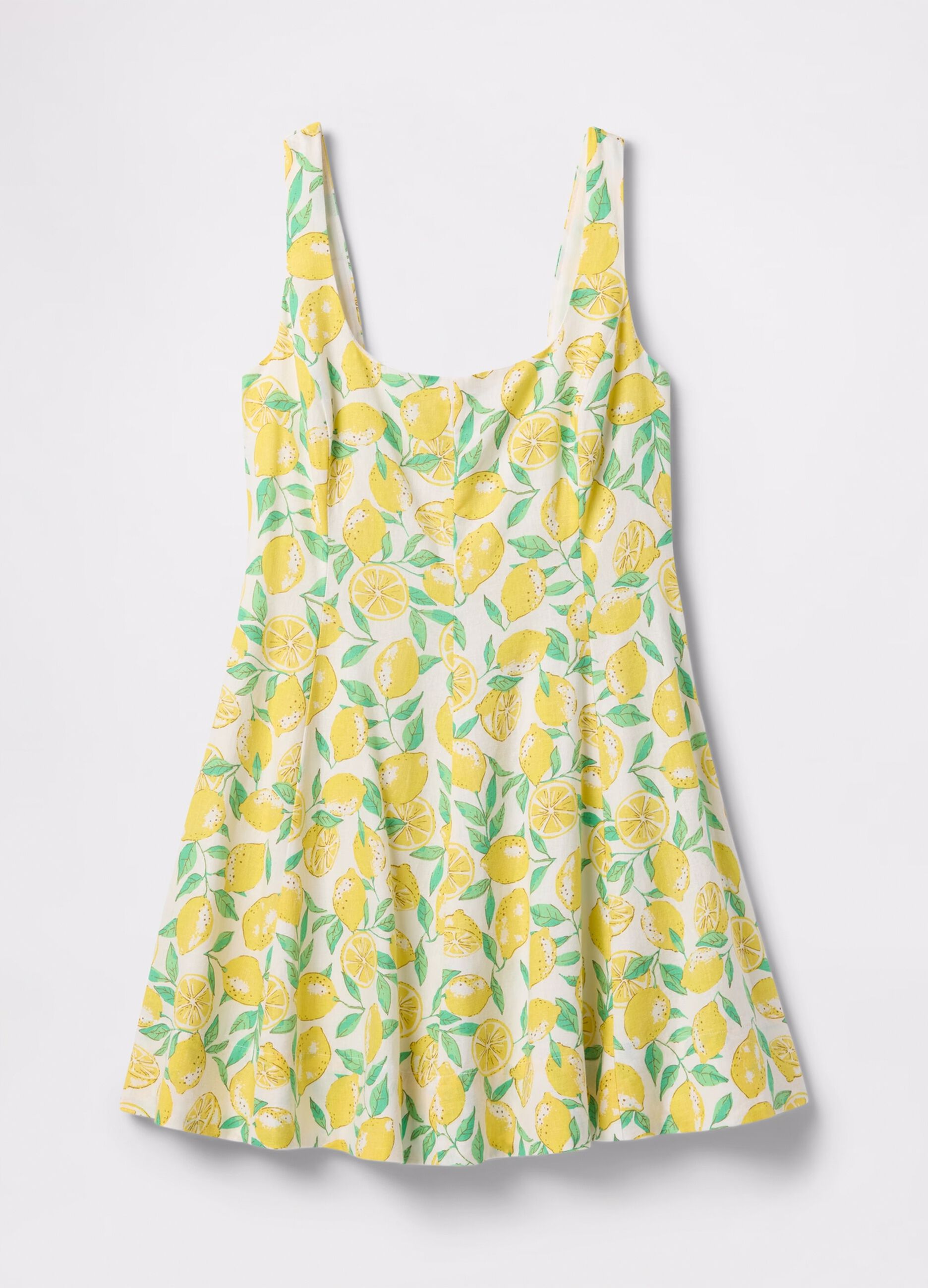 Short multicoloured dress with lemons pattern