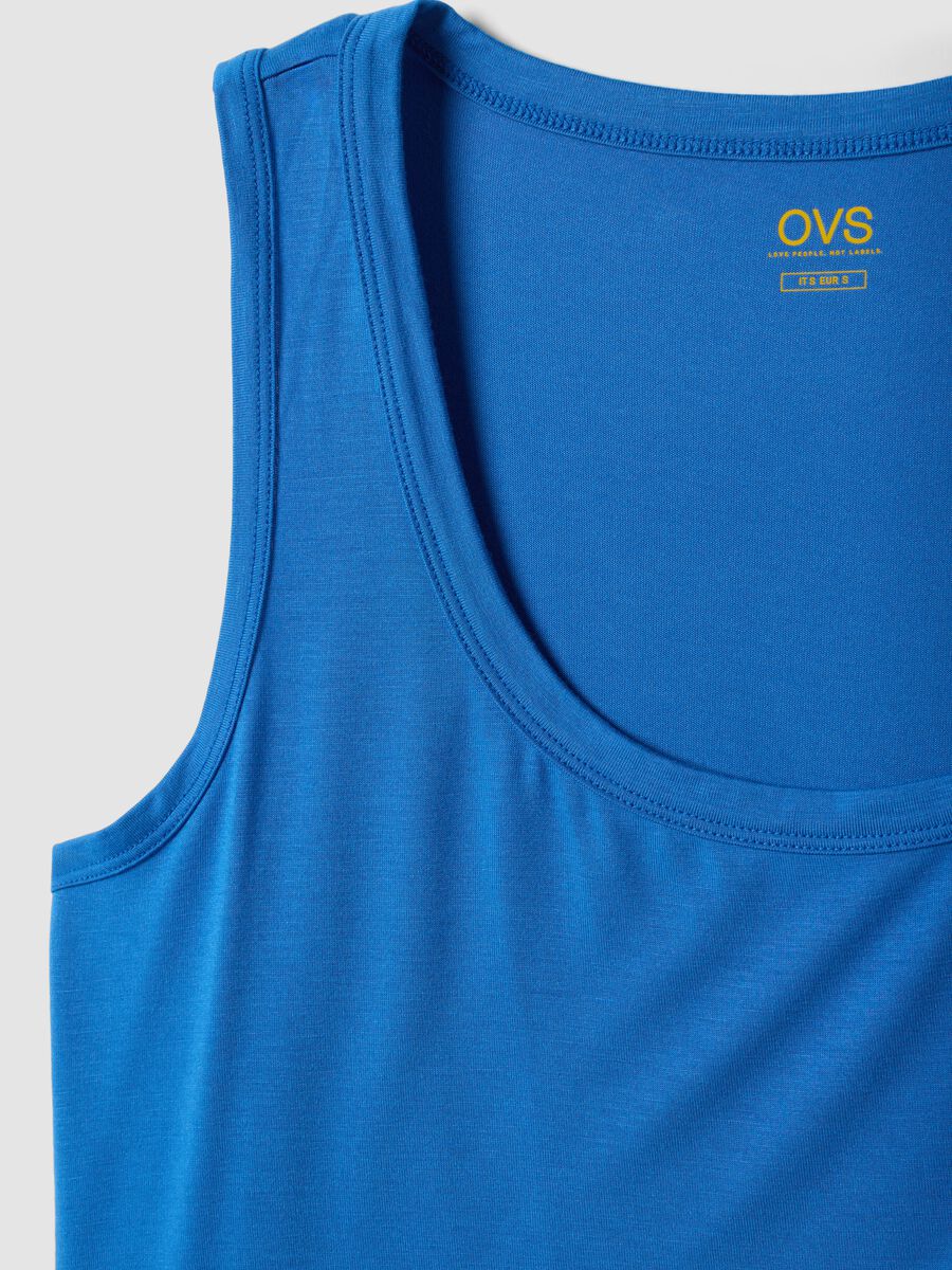 Blue stretch viscose top, regular fit_5