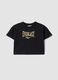 Girls&rsquo; black cropped stretch-cotton T-shirt with print_0