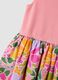 Pink stretch cotton dress with floral print skirt_2