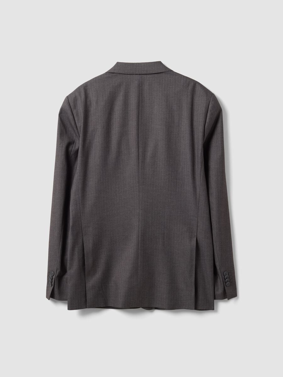 Abito completo grigio in viscosa elasticizzata con rever classico_5