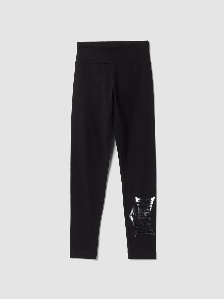 Black stretch cotton leggings_0